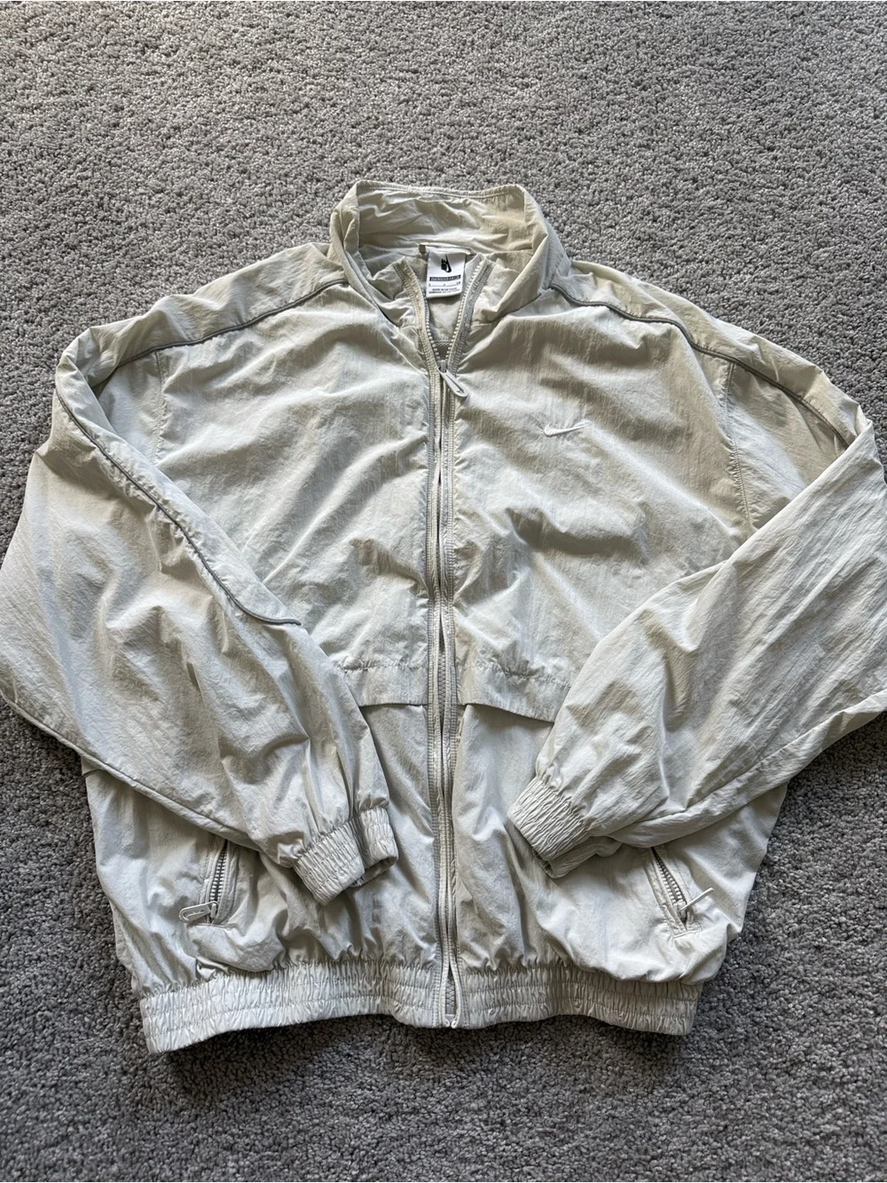Nike Solo Swoosh Light Bone Woven Track Jacket Small Streetwear